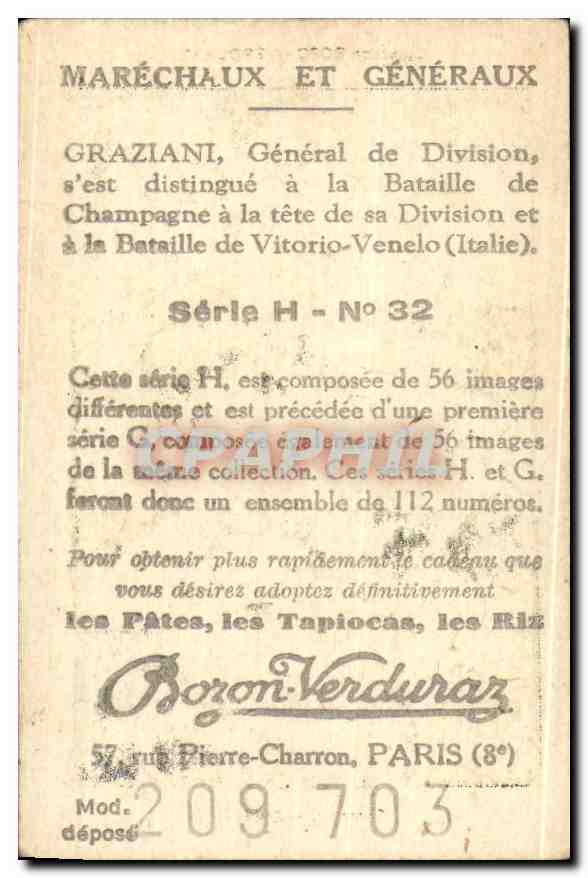 Image Bozon Verduraz General Graziani Militaria — Verso