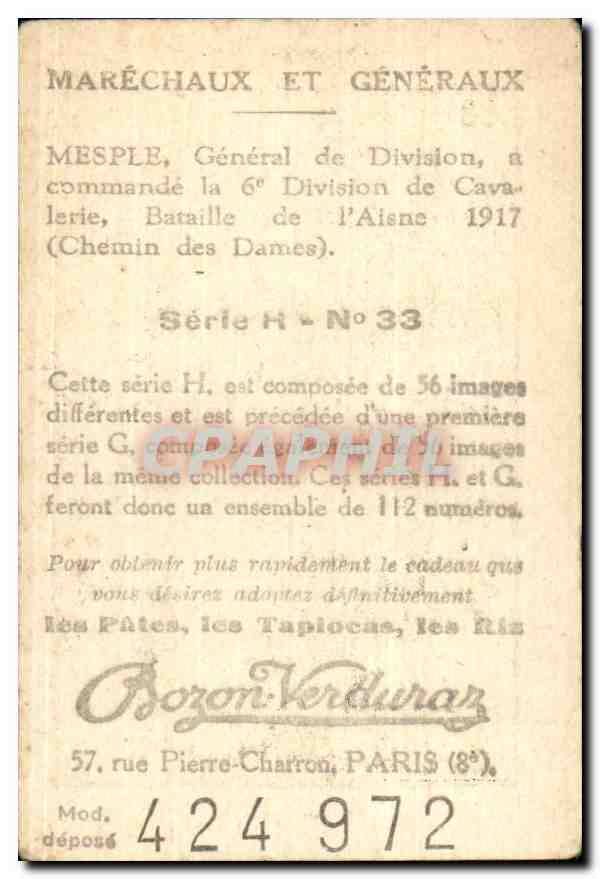 Image Bozon Verduraz General Mesple Militaria — Verso