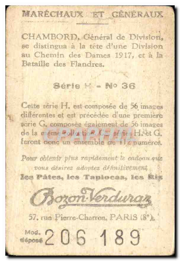 Image Bozon Verduraz General Chambord Militaria — Rückseite