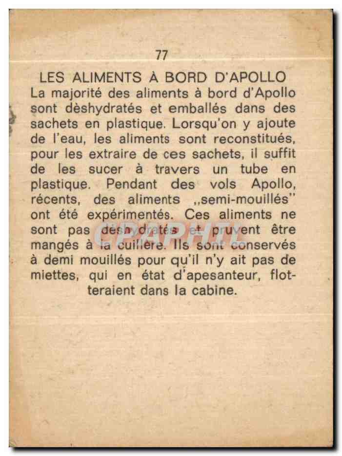 Image Les aliments a bord d apollo Espace Space — Rückseite