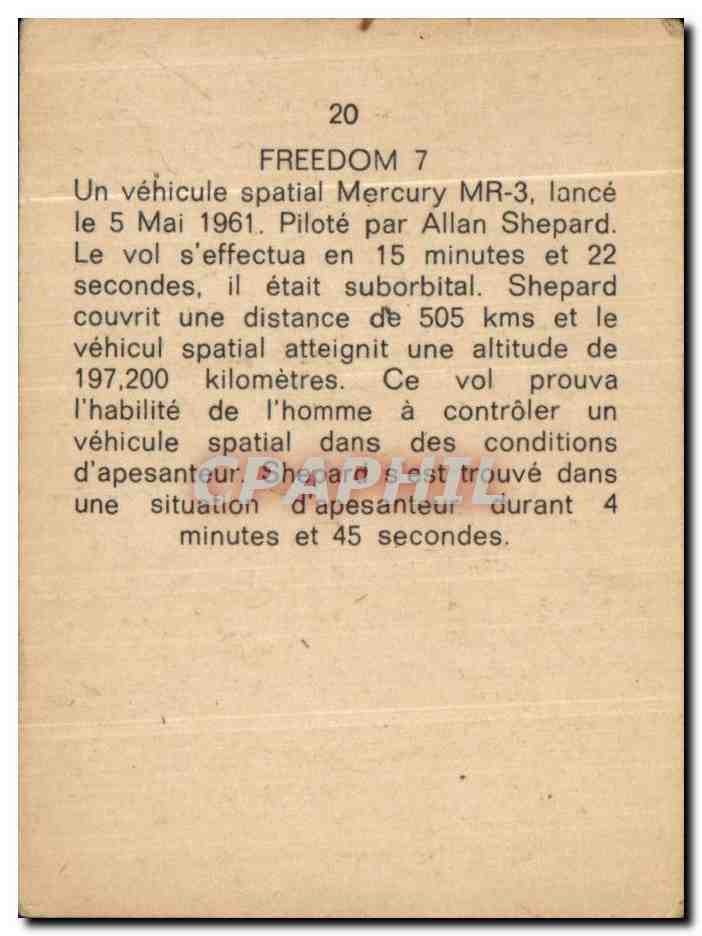 Image Freedom 7 Un vehicule spatial Mercury — Verso