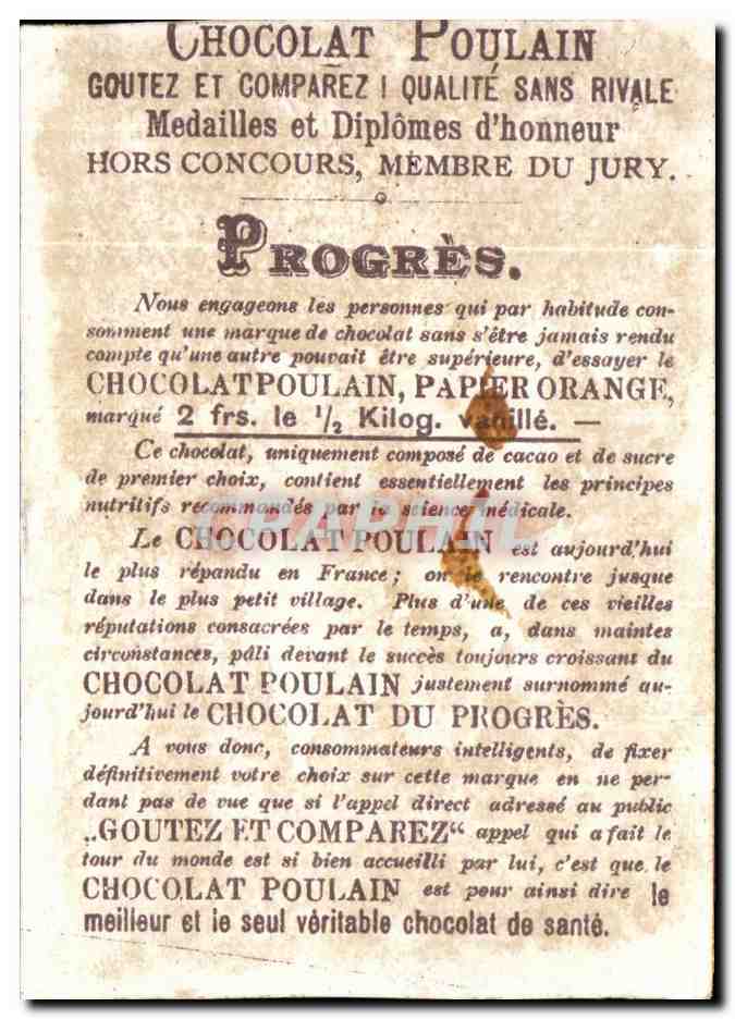 Chromo Chocolat Poulain Rose — Back