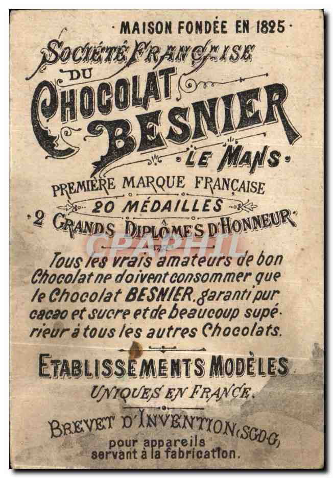 Chromo Chocolat Besnier Le Mans Rentree de la permission Militaria  — Verso