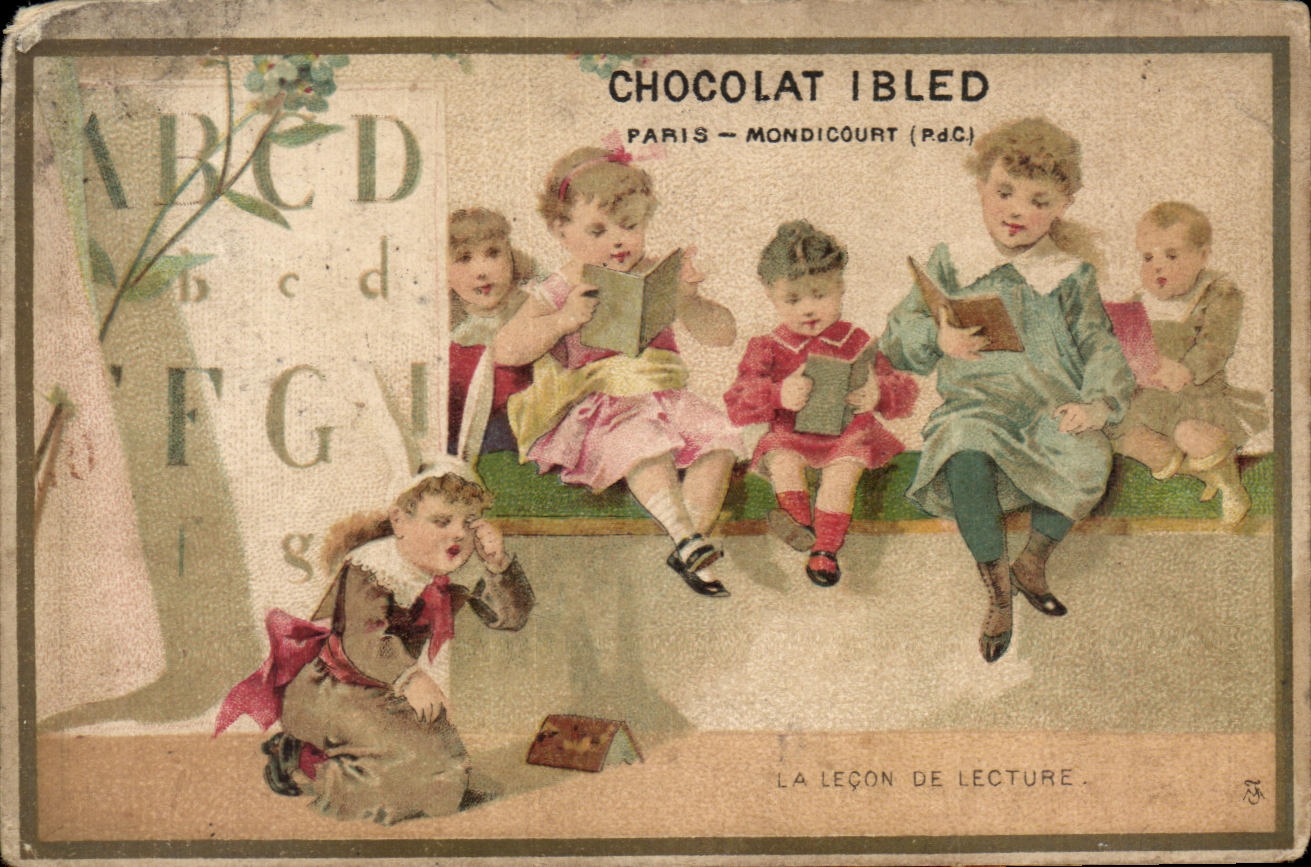 Chromo Chocolat Ibled Paris Mondicourt Enfants Lecon de lecture 
