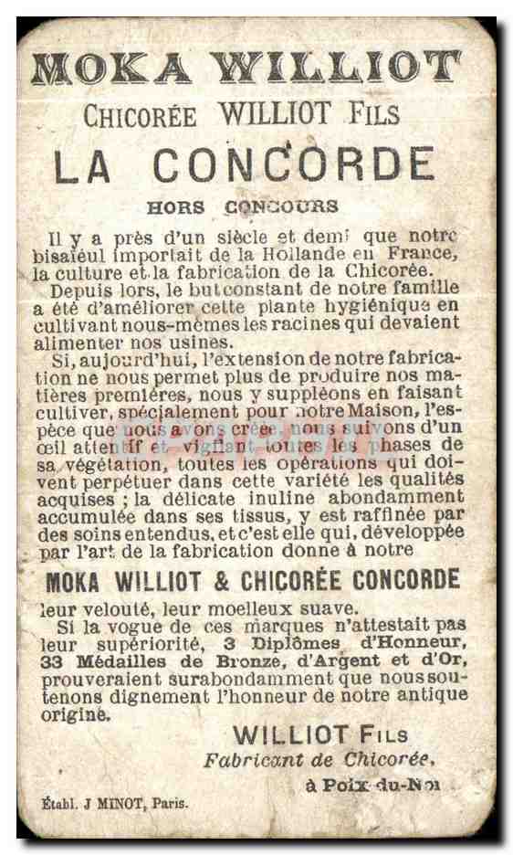 Chromo Niveau D eau Colles au fond Moka Williot Concorde  — Verso