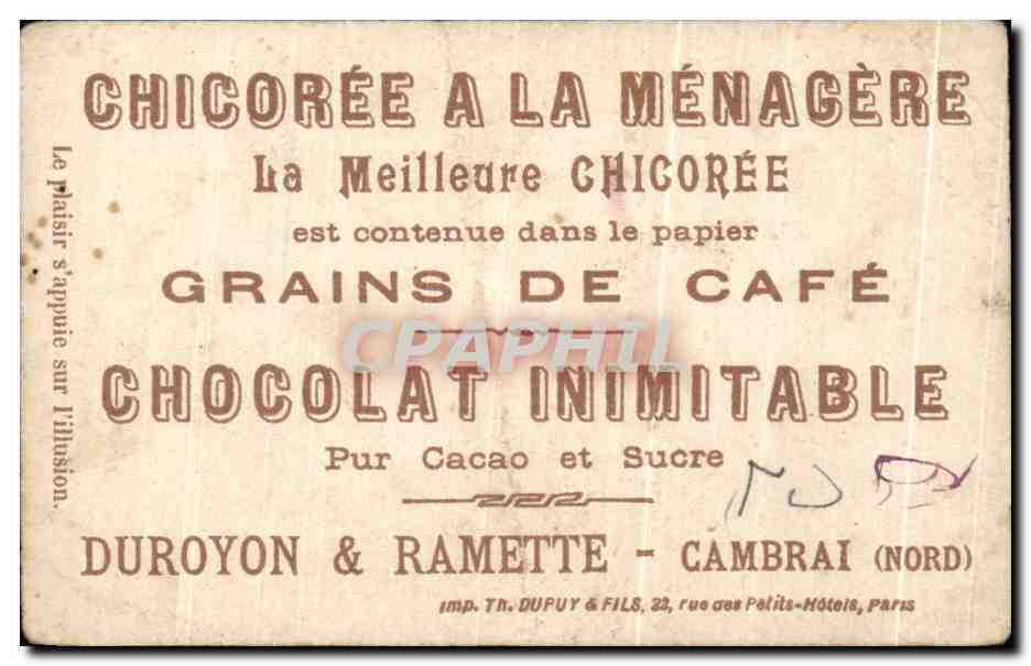 Chromo Chicore Extra a La Menagere papier grains de cafe — Verso