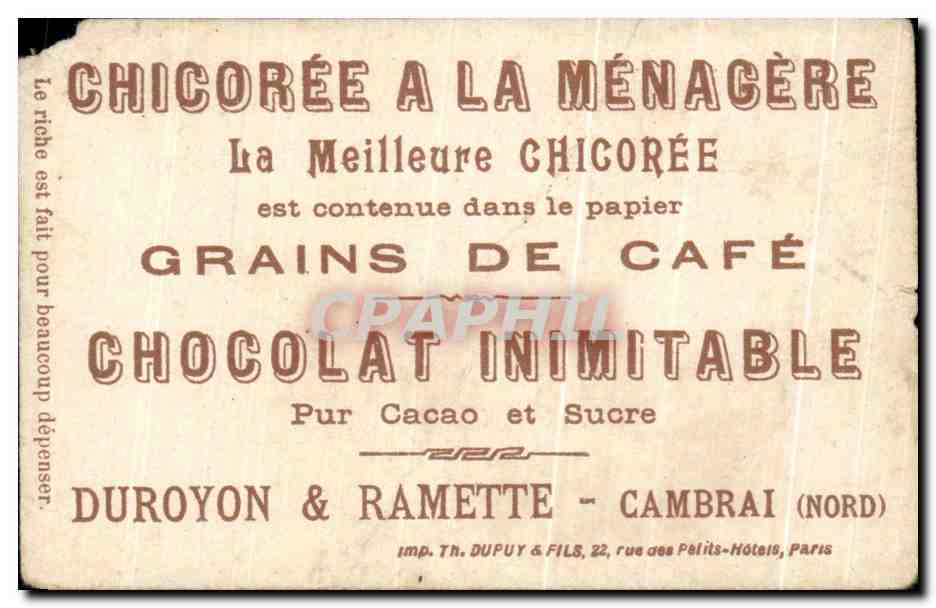 Chromo Chicoree Extra A La Menagere papier grains de cafe — Verso