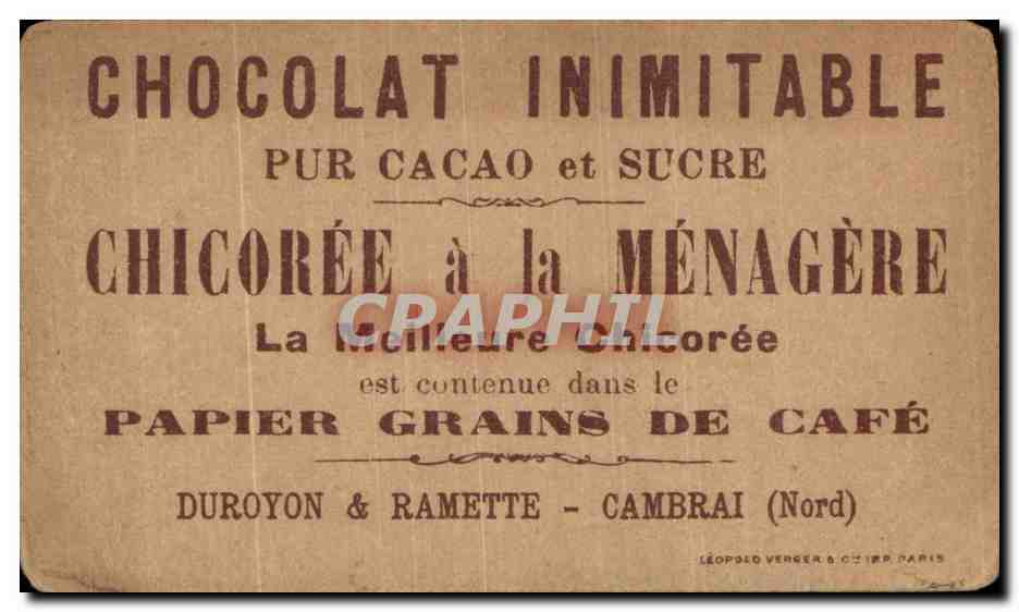 Chromo Chicoree a la menagere gustave adolphe prince heritier de suede Duroyon Ramette Cambrai  — Verso