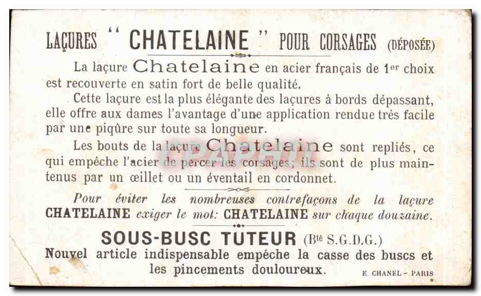 Image Lacures chatelaine pour corsages  — Verso