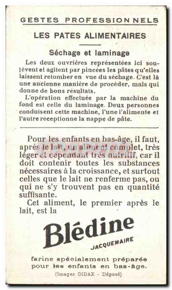 Chromo Les pates alimentaires sechage et laminage Bledine  — Verso