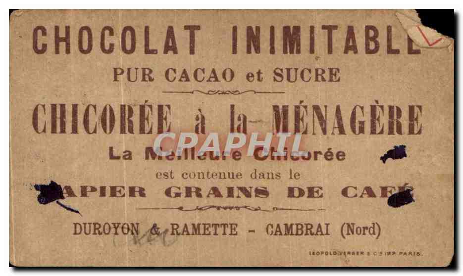 Chromo Chicoree a la menagere Dugoyon Ramette Cambrai Amelie de Bourbon orleans  — Verso