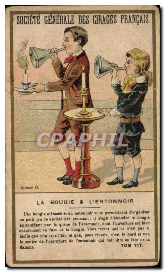 Chromo Societe generale des cirages francais Bougie a l'entonnoir Fulgor Cirage vegetal