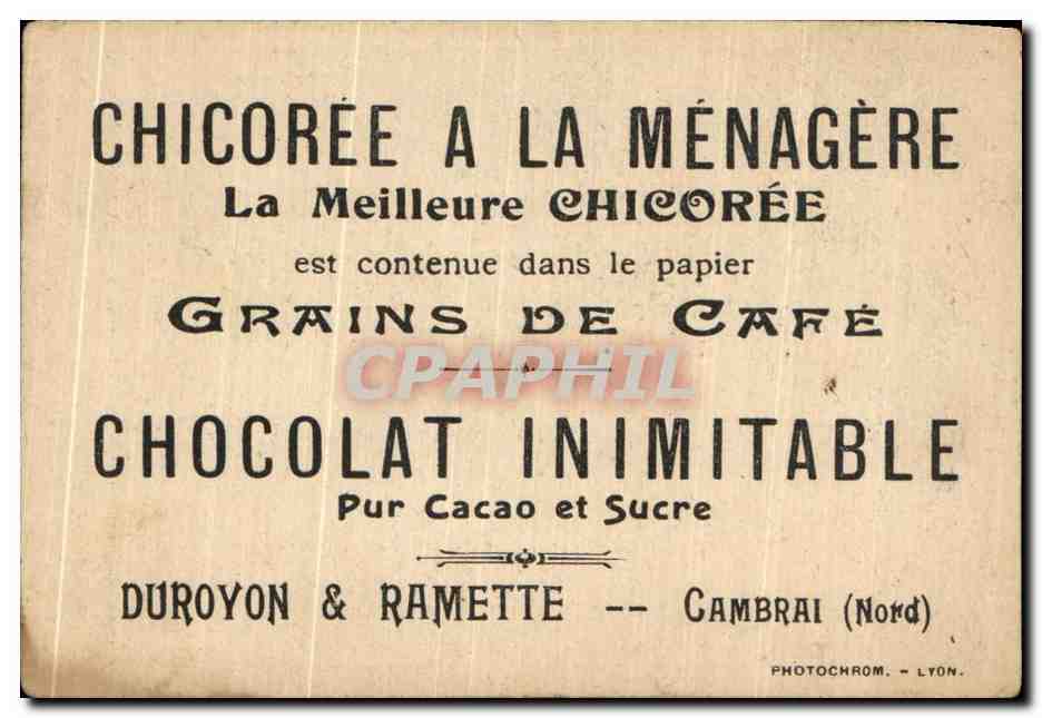 Chromo La danse Chicoree La Menagere Chocolat Durozon et Ramette Cambrai — Back