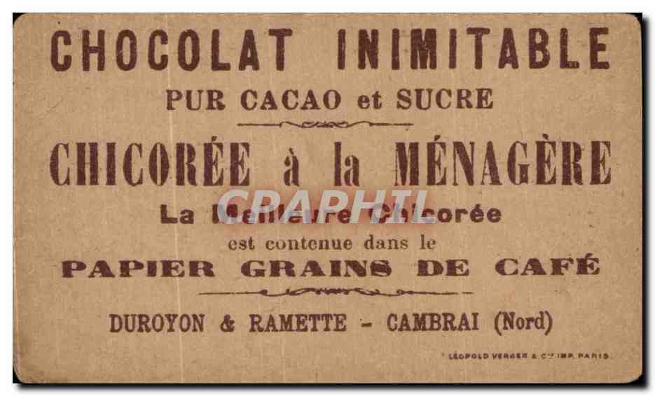 Chromo Chicoree a la menagere Duroyon et Ramette Cambrai Charles 1er Roi de Roumanie  — Verso