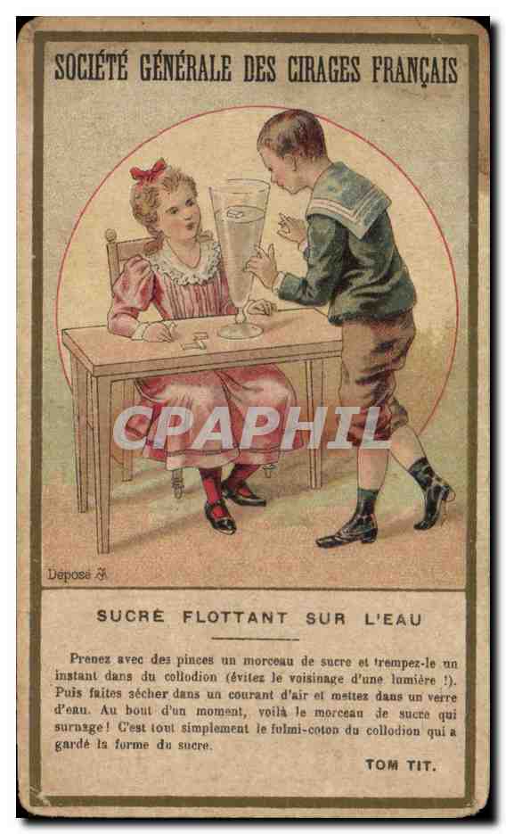 Chromo Societe generale des cirages francais sucre flottant sur l'eau