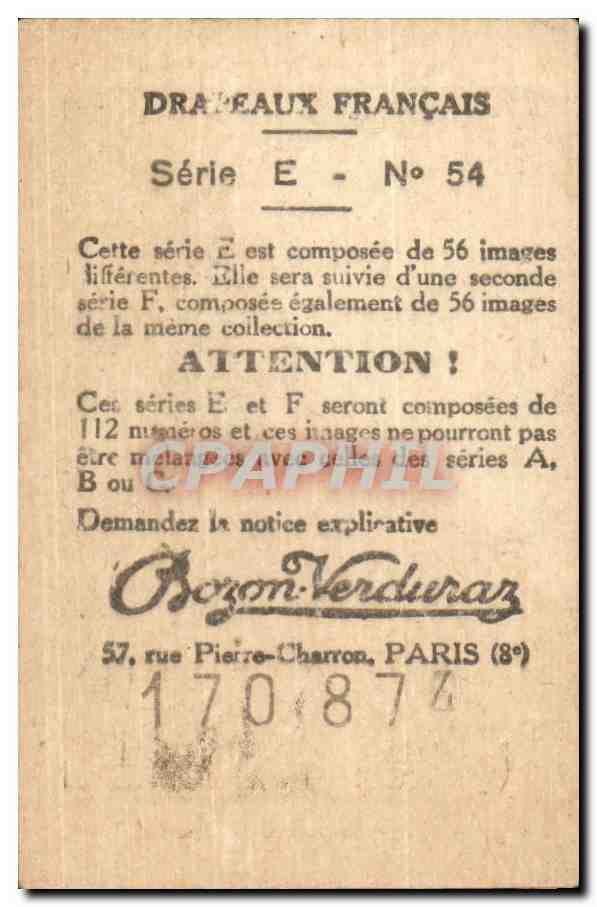 Image Drapeaux francais Militaria Bozon Verduraz — Verso