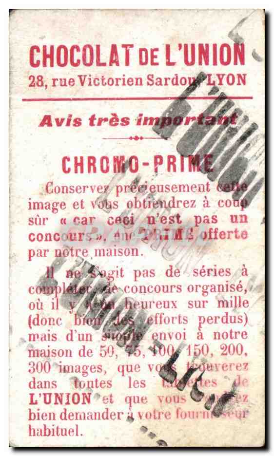 Image L argent Chocolat de l'union Lyon Victorien Sardou  — Verso