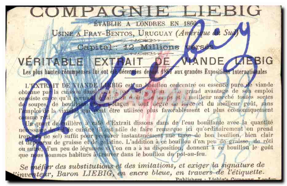 Chromo Veritable extrait de viande liebig traitement — Verso