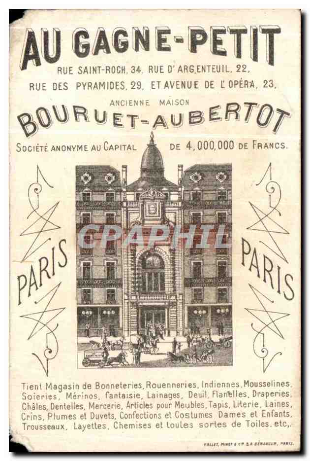 Chromo Au gagne petit avenue de l'opera mode en 1883 — Verso