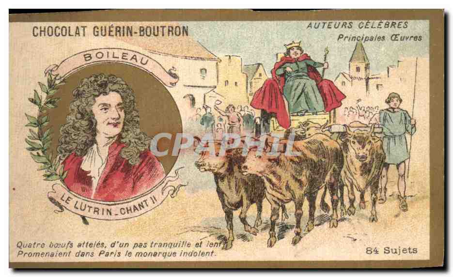 Chromo Chocolat guerin boutron boileau auteurs celebres Boileau Le Lutrin 
