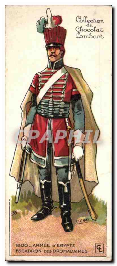 Chromo Collection du chocolat lombart armee d'egypte escadron des dromadaires Militaria Egypt