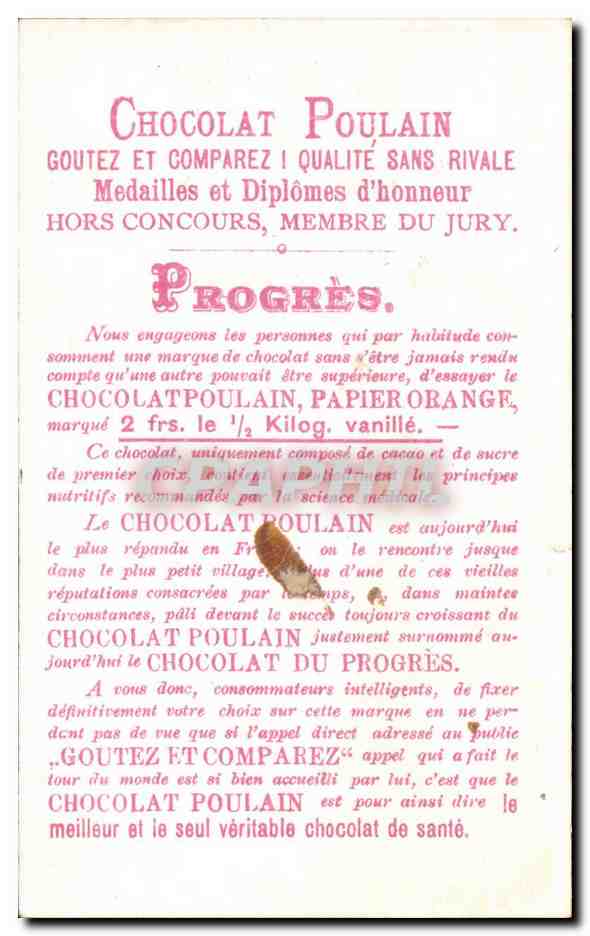 Image Chocolat Poulain goutez et comparez qualite sans rivale — Rückseite