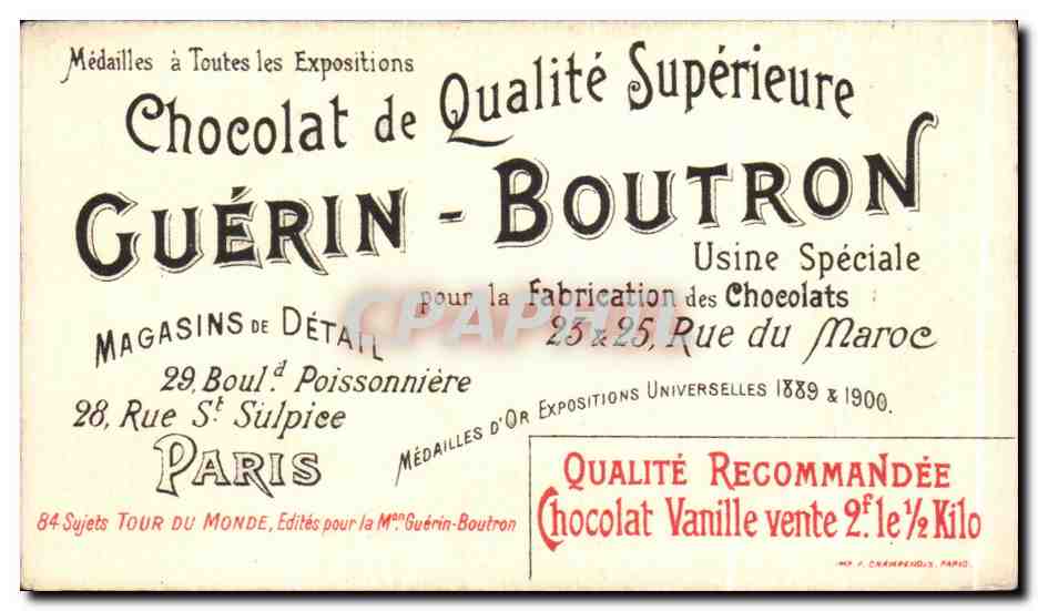 Chromo Le Tour Monde En Etapes Chocolat Guerin Boutron Entree d ela gorge de Dariel et fort de Djekhovsky Caucase — Rückseite
