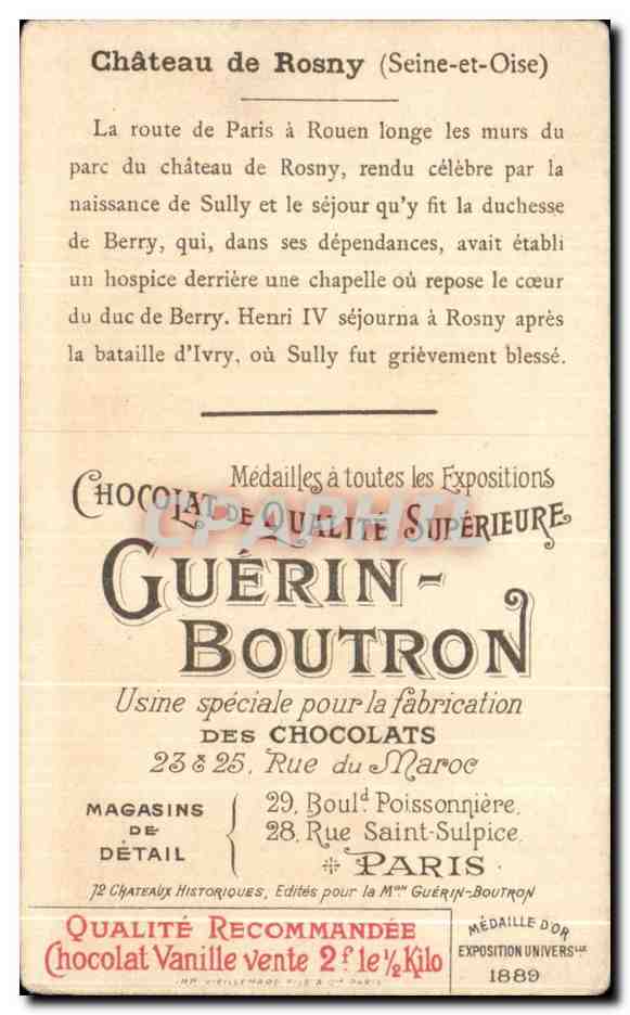 Chromo Chocolat Guerin Boutron Chateau de Rosny  — Rückseite