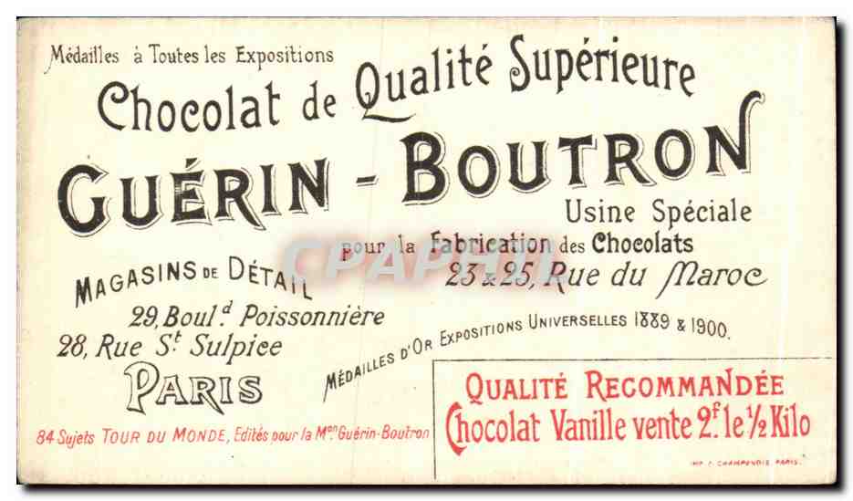 Chromo Le Tour Du Monde En Etapes Chocolat Guerin Boutron La mosquee Orta Keui du Bosphore Turquie Turkey — Rückseite