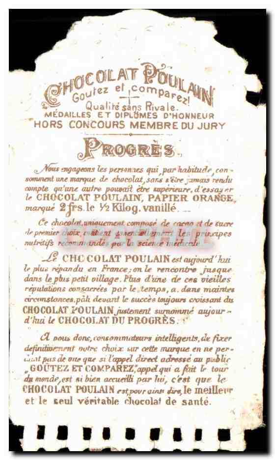 Chromo Septembre Chocolat Poulain Enfants — Back