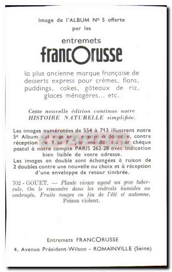 Image Entremets francorusse Fleurs  — Verso