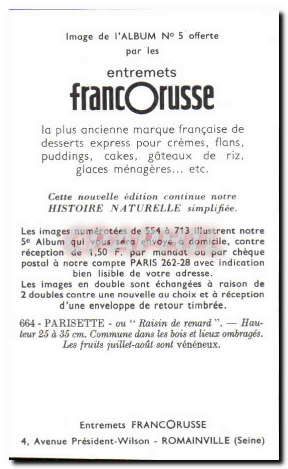 Image Entremets francorusse Fleur — Verso