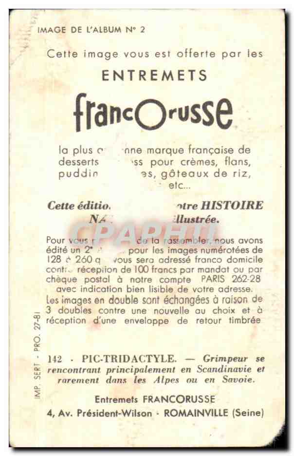 Image Entremets francorusse Pic Tridactyle — Verso