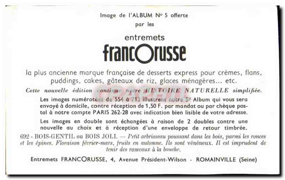 Image Entremets francorusse Fleurs — Verso
