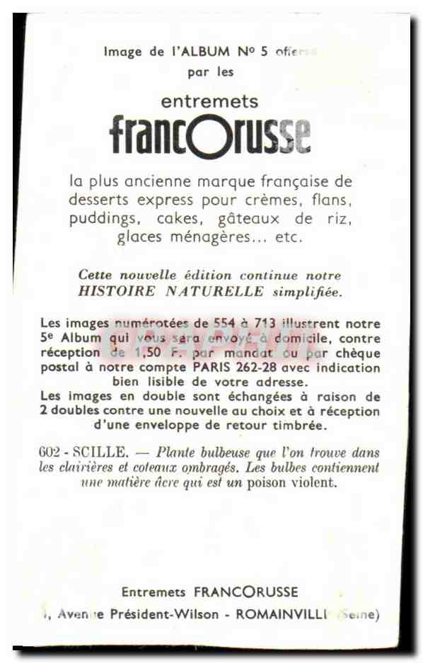 Image Entremets francorusse Fleurs  — Verso