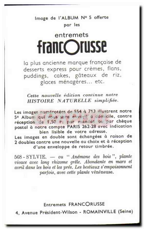Image Entremets francorusse Fleurs — Verso