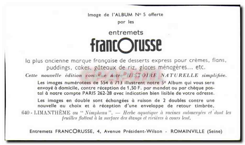 Image Entremets Francorusse Limantheme ou Nimpheau — Verso