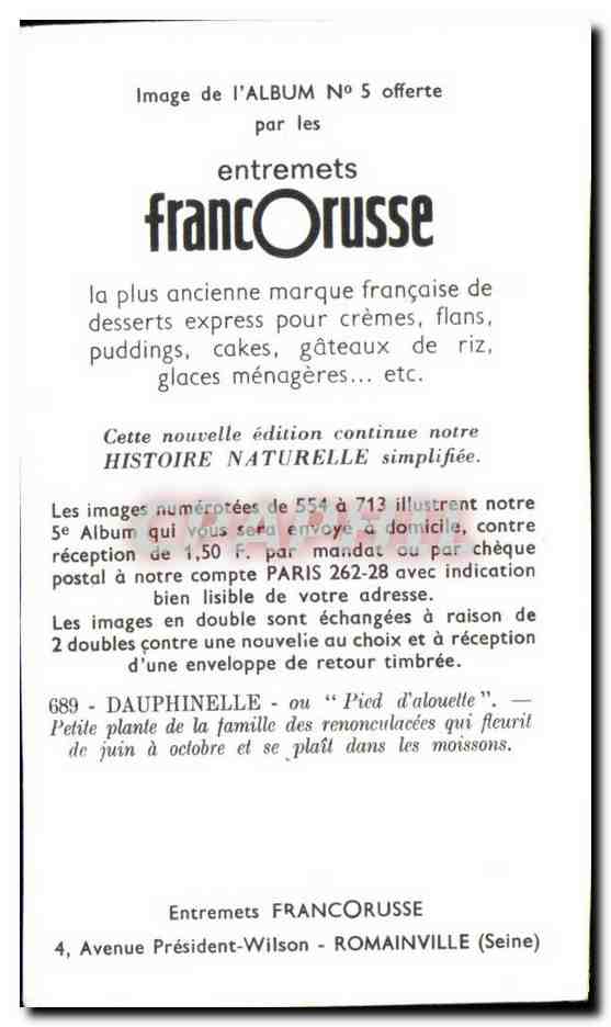 Image Entremets Francorusse Dauphinelle ou Pied d'alouette — Back