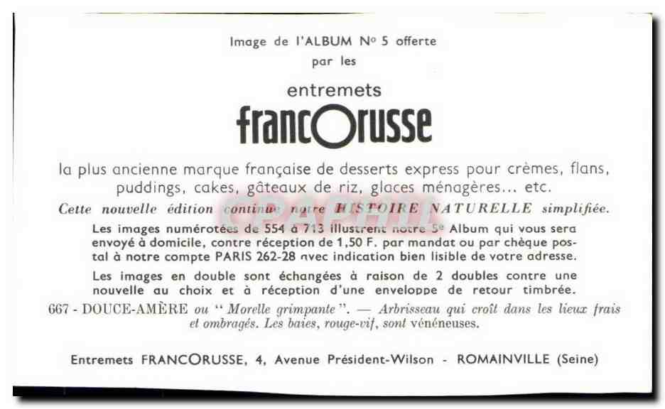 Image Entremets Francorusse Douce Amere ou Morelle grimpante — Verso