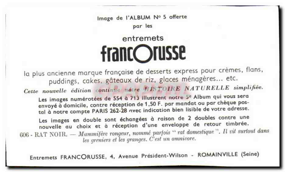 Image Entremets Francorusse Rat Noir  — Verso