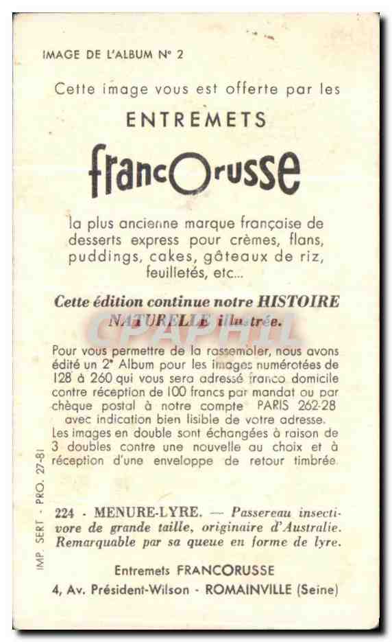 Image Entremets Francorusse Menure Lyre — Verso