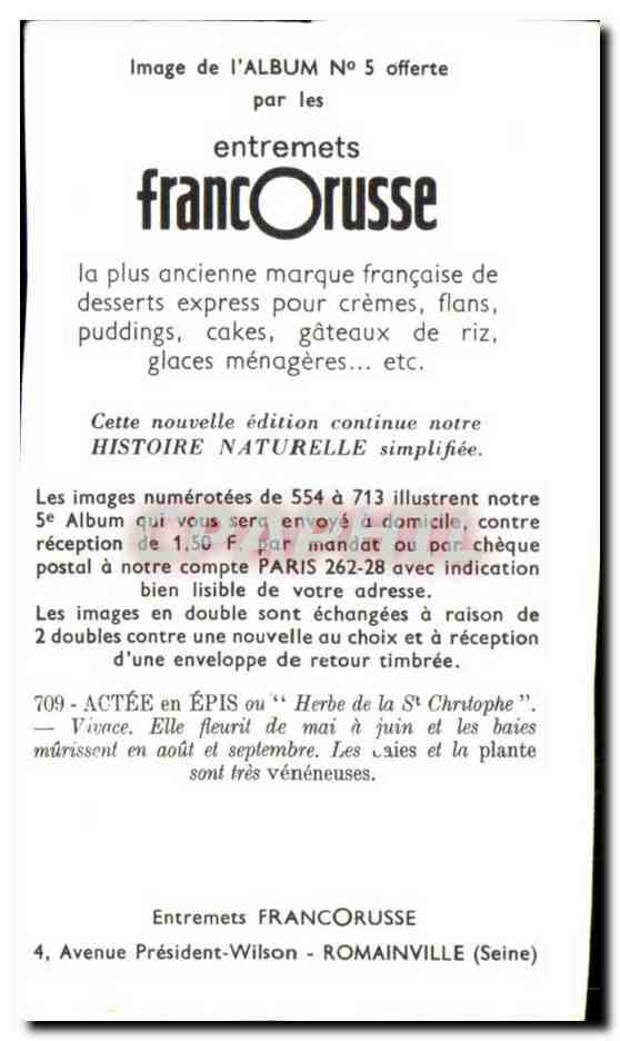 Image Entremets Francorusse Actee en Epis Herbe de St Christophe — Rückseite