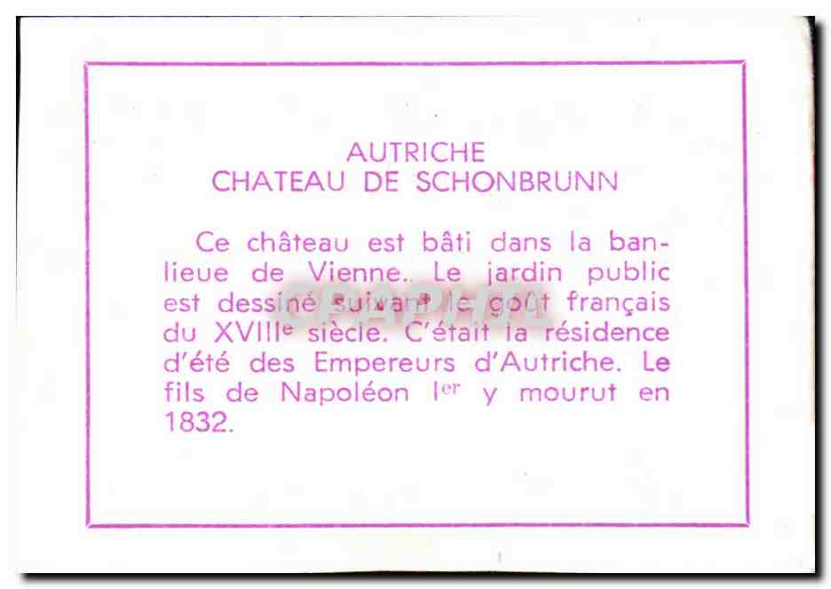 Image Autriche Le chateau De Schonbrunn A Vienne — Verso