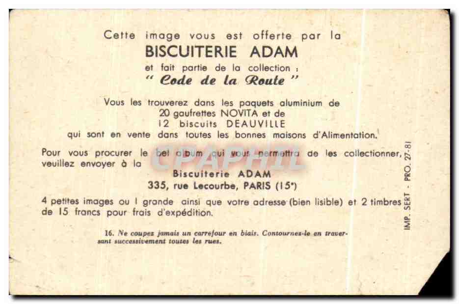 Image Biscuiterie Adam Code de la route Enfants — Rückseite