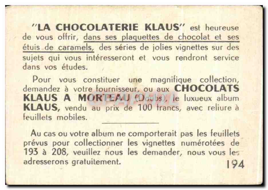 Image Chocolaterie Klaus Philippe Auguste  — Verso