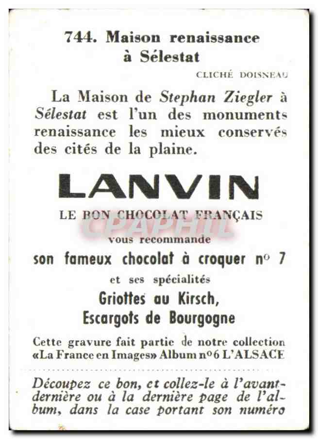 Image Chocolat lanvin La maisson Renaissance a Selestat — Verso