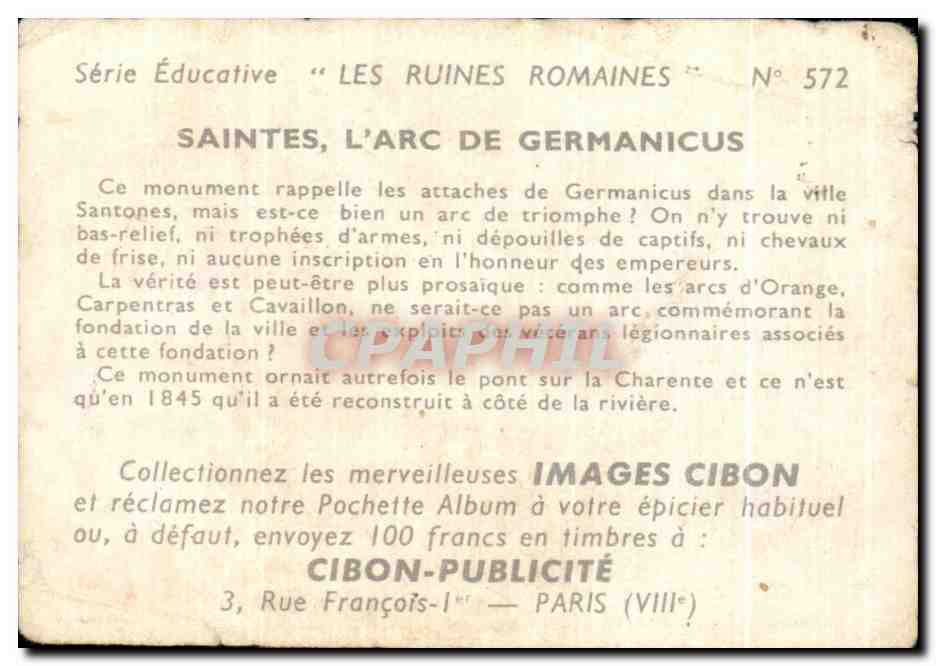 Image Saintes l'arc de germanicus  — Verso