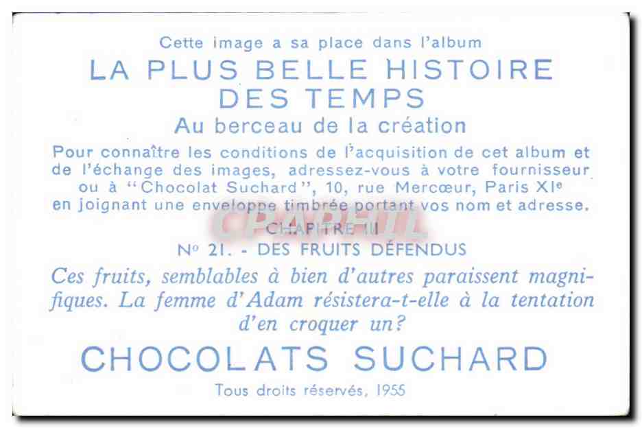 Image Chocolats Suchard Des fruits defendus — Verso