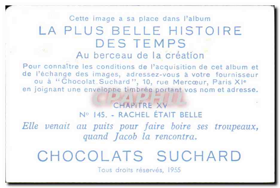 Image Chocolats Suchard Rachel etait belle  — Rückseite