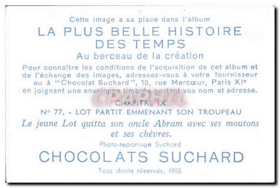 Image Chocolats Suchard Lot partit emmenant son troupeau — Verso